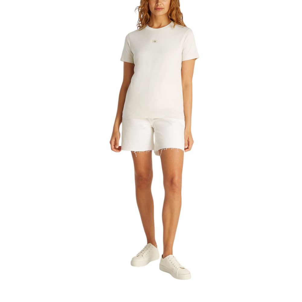 Maglietta beige in cotone riciclato Calvin Klein Jeans