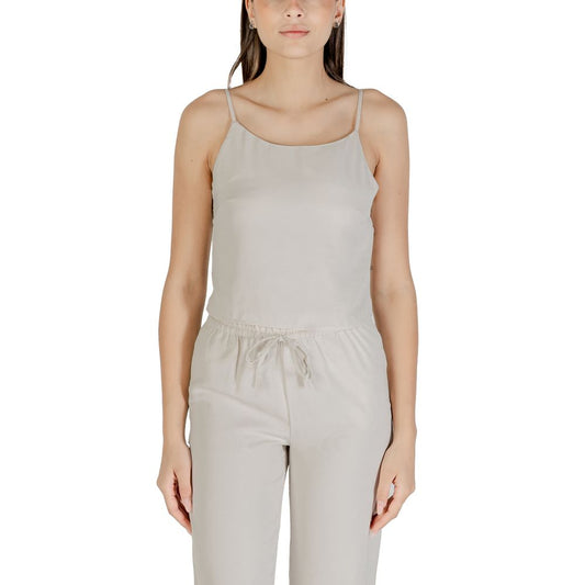 Solo top in poliestere riciclato beige