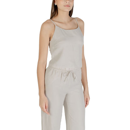Solo top in poliestere riciclato beige
