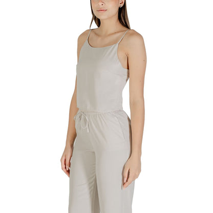 Solo top in poliestere riciclato beige