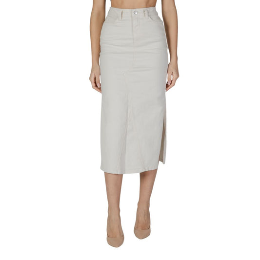 Gonna lunga in cotone color crema Vila Clothes