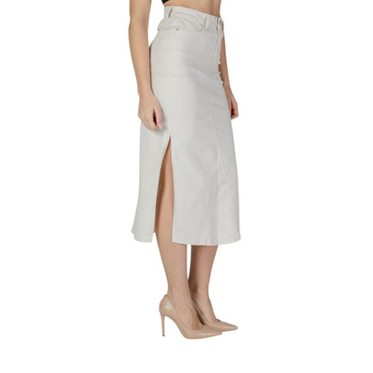 Gonna lunga in cotone color crema Vila Clothes
