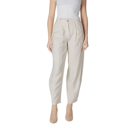 Pantaloni casual in viscosa color crema Vila Clothes
