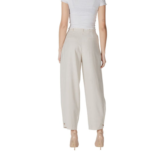 Pantaloni casual in viscosa color crema Vila Clothes