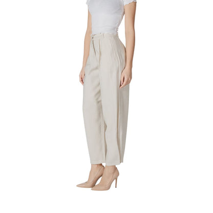 Pantaloni casual in viscosa color crema Vila Clothes