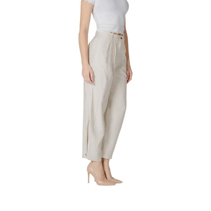 Pantaloni casual in viscosa color crema Vila Clothes