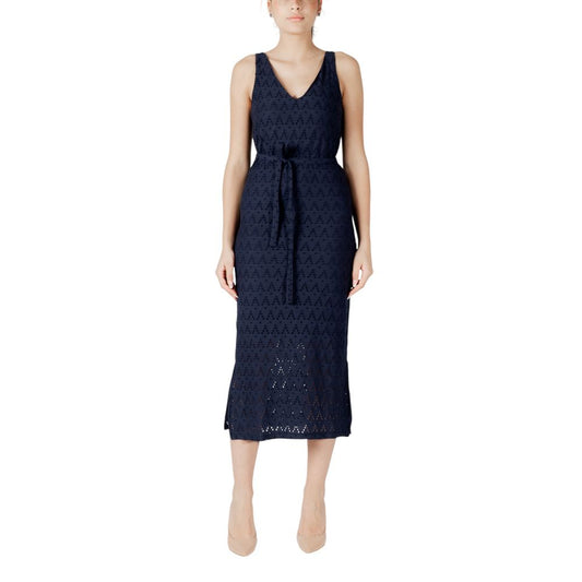 Abito midi in poliestere riciclato blu di Vila Clothes