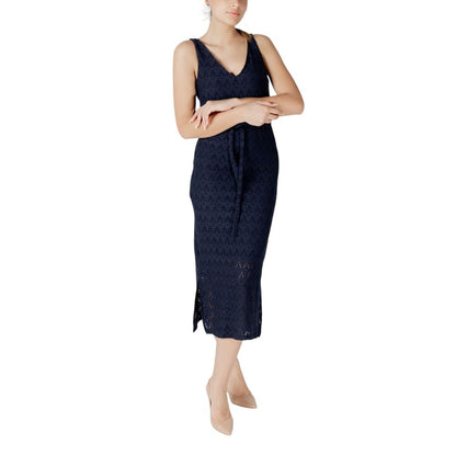 Abito midi in poliestere riciclato blu di Vila Clothes