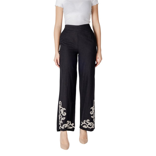 Pantaloni svasati in viscosa nera Vila Clothes