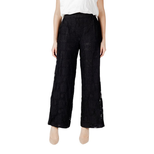 Pantaloni casual in cotone nero Vila Clothes