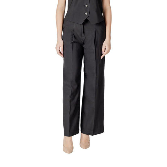Pantaloni eleganti in poliestere nero ICHI