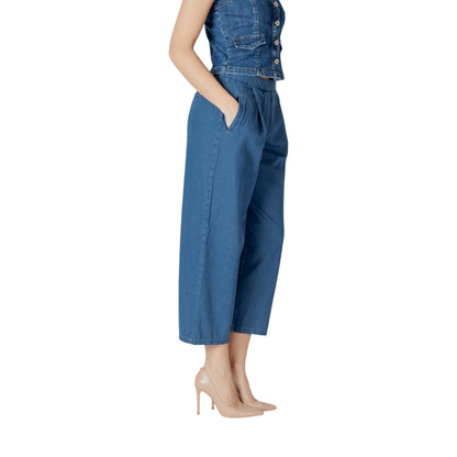 Jeans corti in cotone blu ICHI