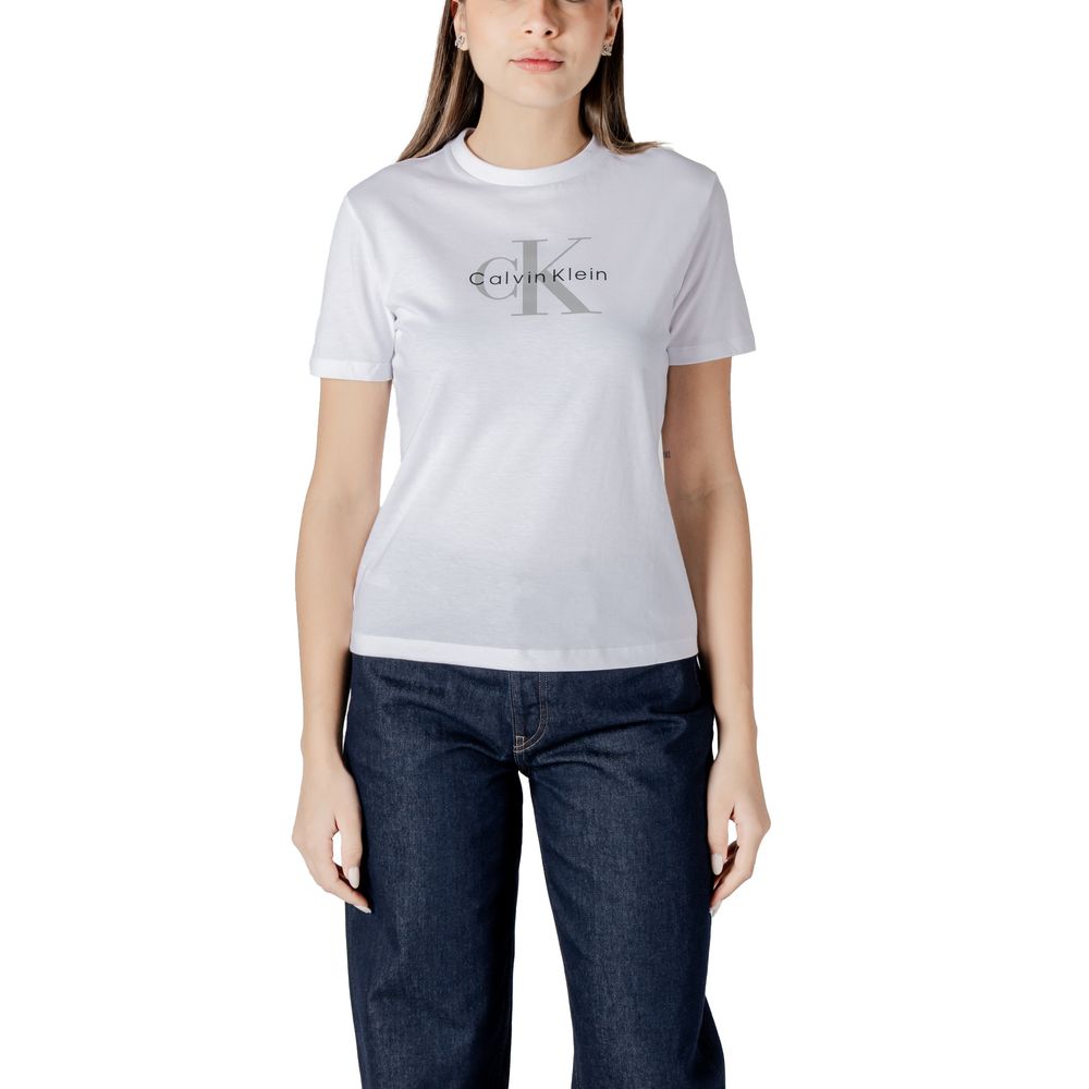 Maglietta bianca in cotone Calvin Klein Jeans