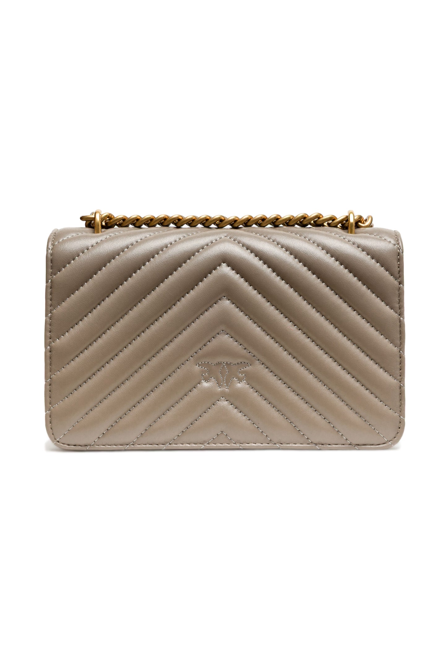PINKO Borsa a tracolla Love One Mini in pelle grigia