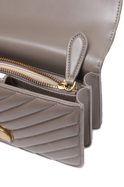 PINKO Borsa a tracolla Love One Mini in pelle grigia