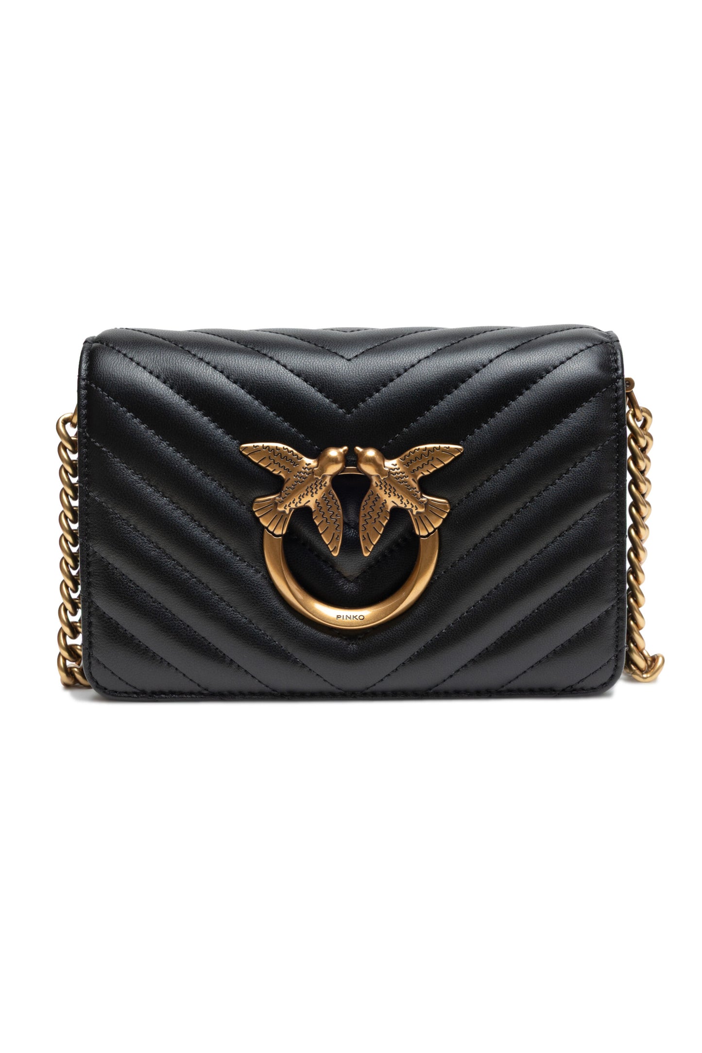 Borsa a tracolla mini Love Click in pelle nera PINKO