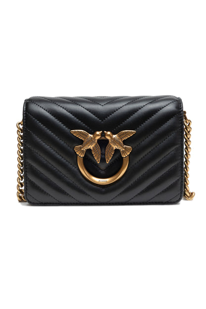Borsa a tracolla mini Love Click in pelle nera PINKO