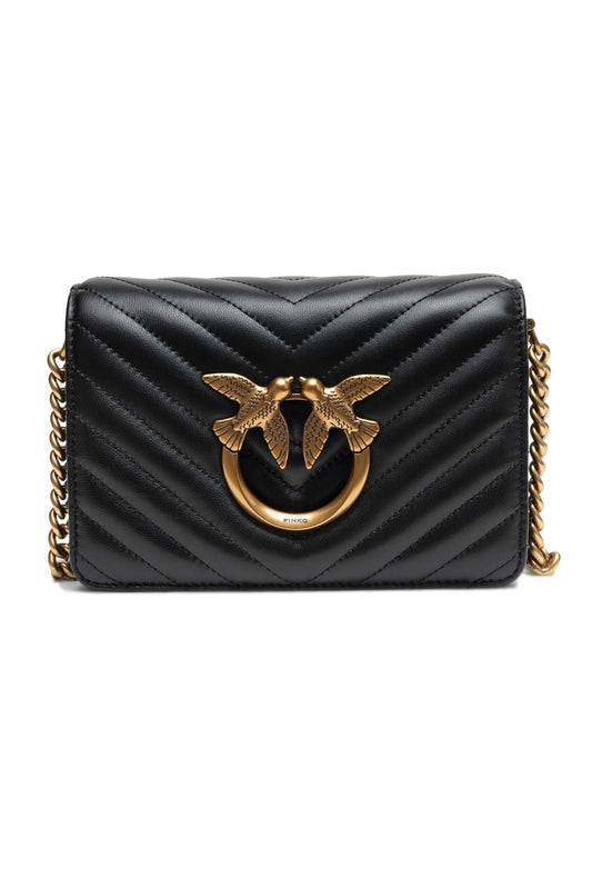 Borsa a tracolla mini Love Click in pelle nera PINKO