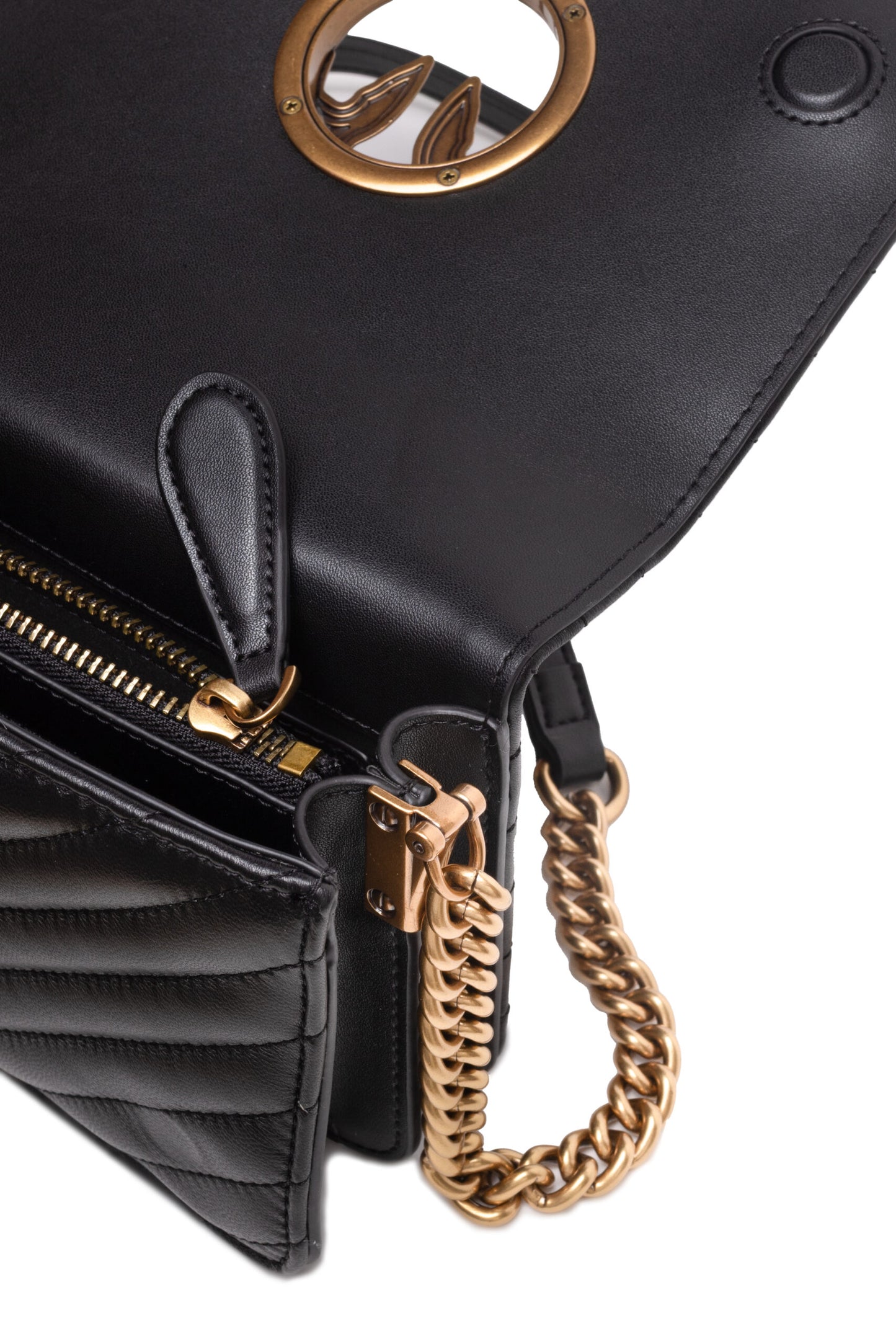 Borsa a tracolla mini Love Click in pelle nera PINKO