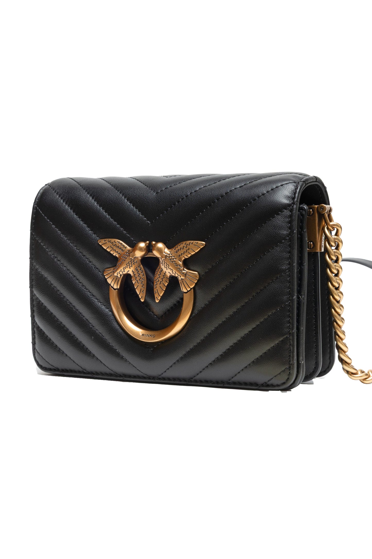 Borsa a tracolla mini Love Click in pelle nera PINKO