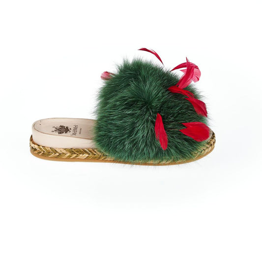 Sandalo da donna in pelle di agnello verde Mr&amp;Mrs Italy