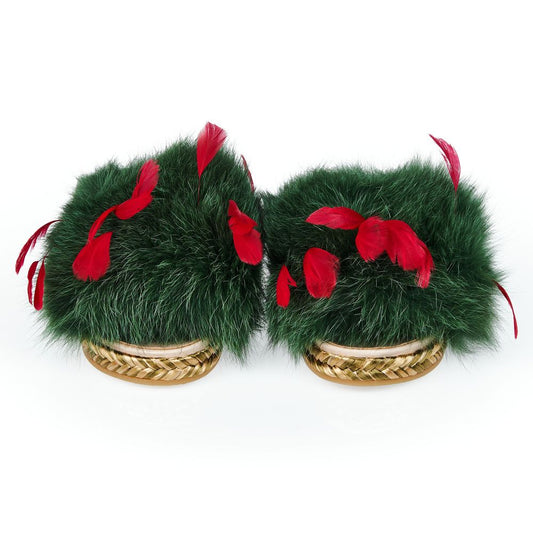 Sandalo da donna in pelle di agnello verde Mr&amp;Mrs Italy