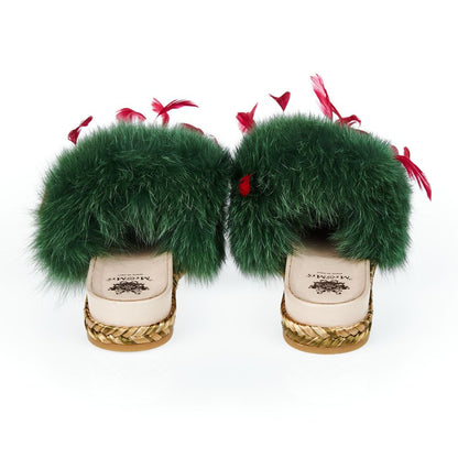 Mr&Mrs Italy Green Lamb Leather Women Sandal