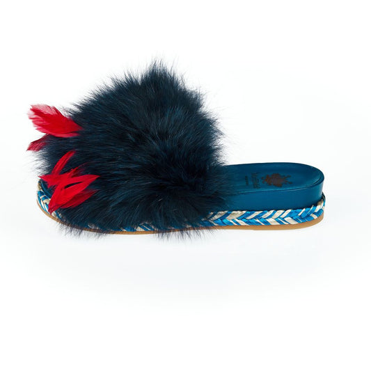 Sandalo da donna in pelle di agnello blu Mr&amp;Mrs Italy