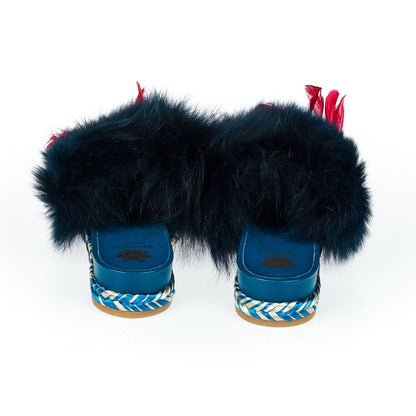 Mr&Mrs Italy Blue Lamb Leather Women Sandal