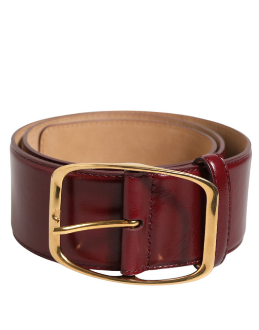 Cintura da donna Dolce &amp; Gabbana in pelle bordeaux con fibbia in metallo dorato