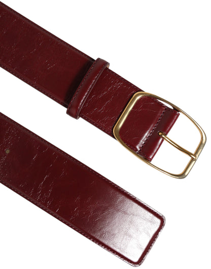 Cintura da donna Dolce &amp; Gabbana in pelle bordeaux con fibbia in metallo dorato