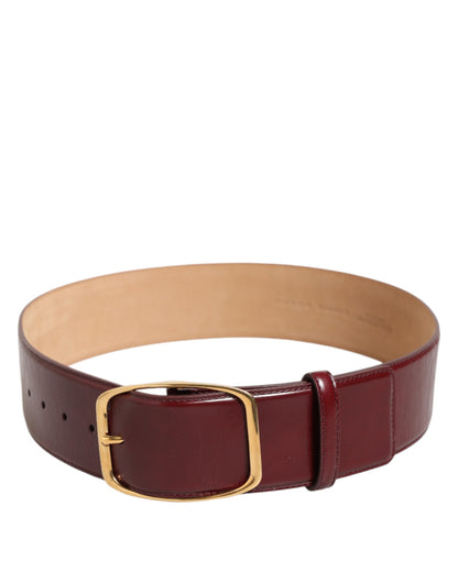 Cintura da donna Dolce &amp; Gabbana in pelle bordeaux con fibbia in metallo dorato