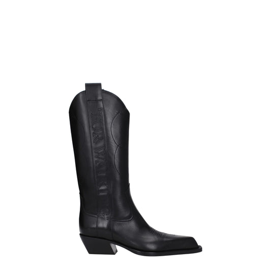 Off-White Black Leather High Heel Boots
