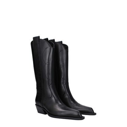 Off-White Black Leather High Heel Boots