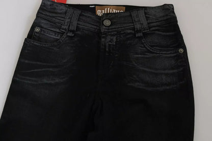 Jeans casual a vita alta in denim svasato nero lavato di John Galliano