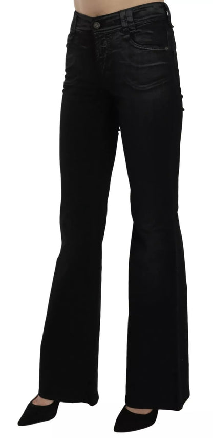 Jeans casual a vita alta in denim svasato nero lavato di John Galliano