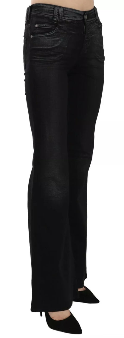 Jeans casual a vita alta in denim svasato nero lavato di John Galliano