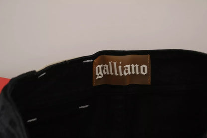 Jeans casual a vita alta in denim svasato nero lavato di John Galliano