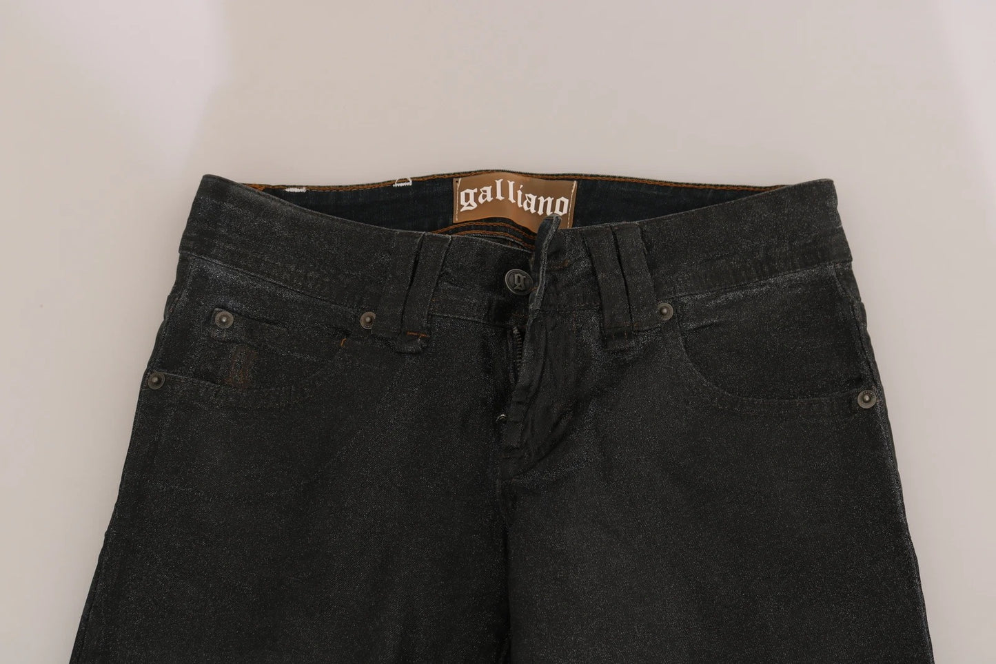 Pantaloni in denim a vita bassa e gamba regolare John Galliano neri lavati