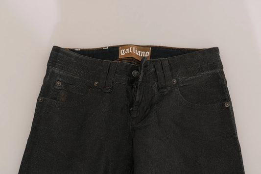 Pantaloni in denim a vita bassa e gamba regolare John Galliano neri lavati