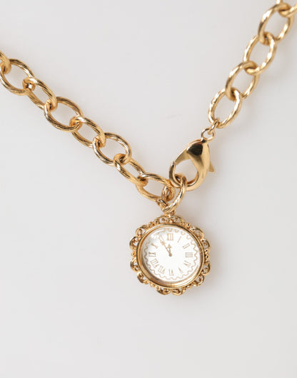 Collana con ciondolo e orologio in cristallo dorato Dolce & Gabbana