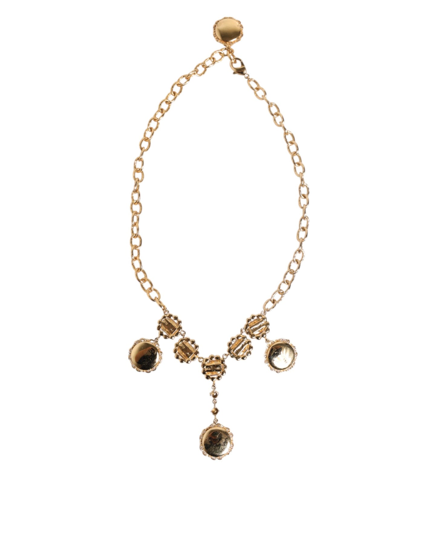 Collana con ciondolo e orologio in cristallo dorato Dolce & Gabbana