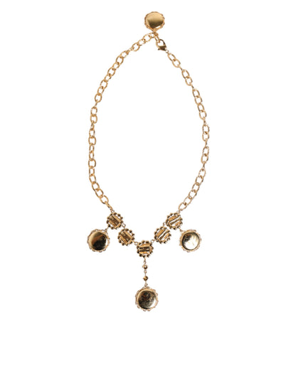 Collana con ciondolo e orologio in cristallo dorato Dolce & Gabbana
