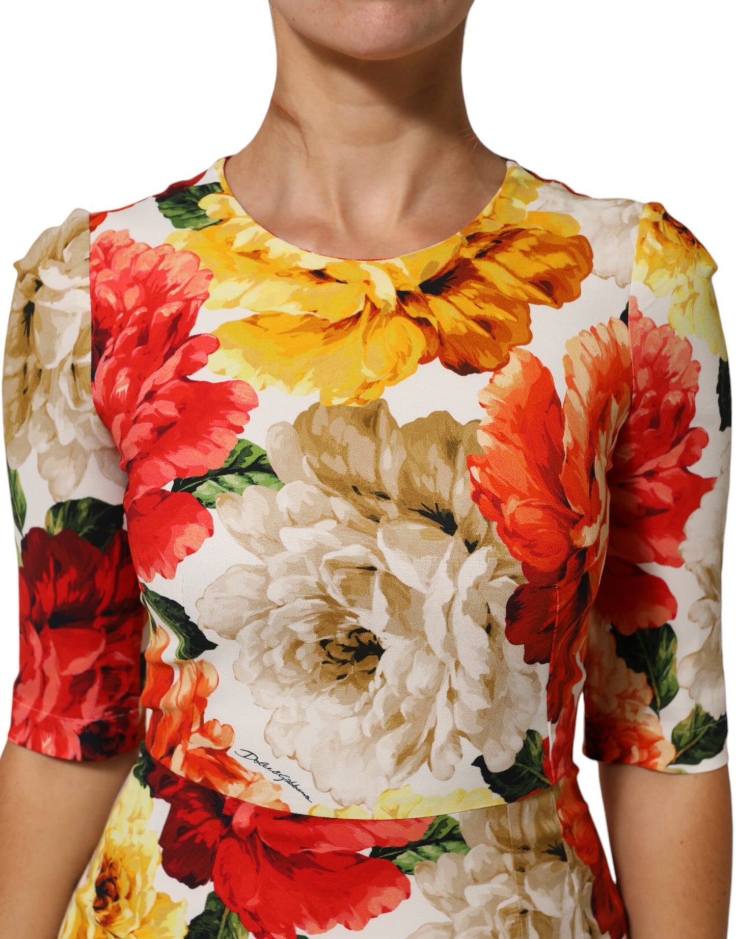 Abito tubino in viscosa con stampa floreale multicolore Dolce &amp; Gabbana