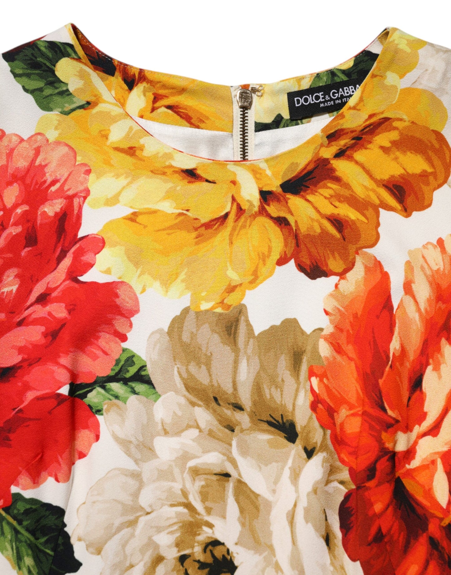 Abito tubino in viscosa con stampa floreale multicolore Dolce &amp; Gabbana