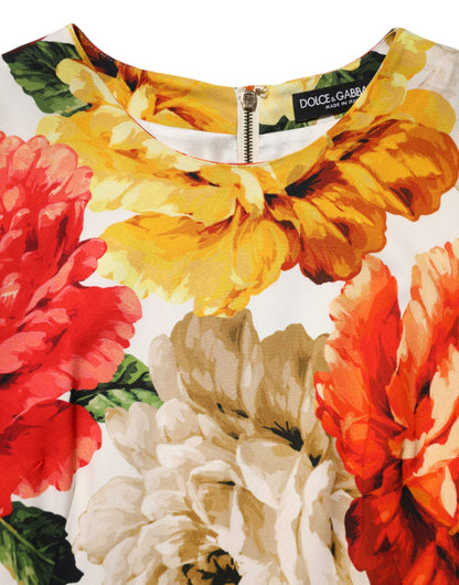 Abito tubino in viscosa con stampa floreale multicolore Dolce &amp; Gabbana