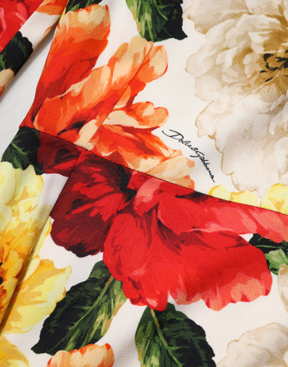 Abito tubino in viscosa con stampa floreale multicolore Dolce &amp; Gabbana