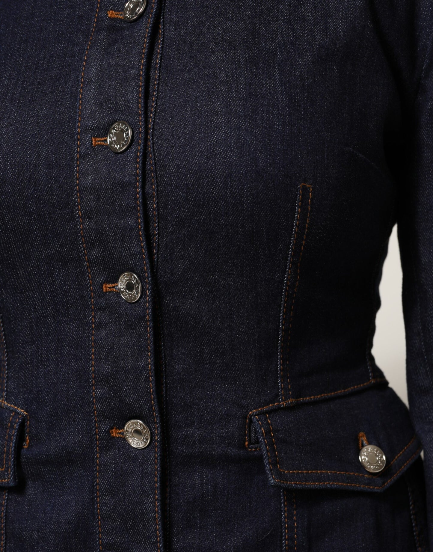 Giacca in denim con colletto in cotone blu scuro Dolce &amp; Gabbana