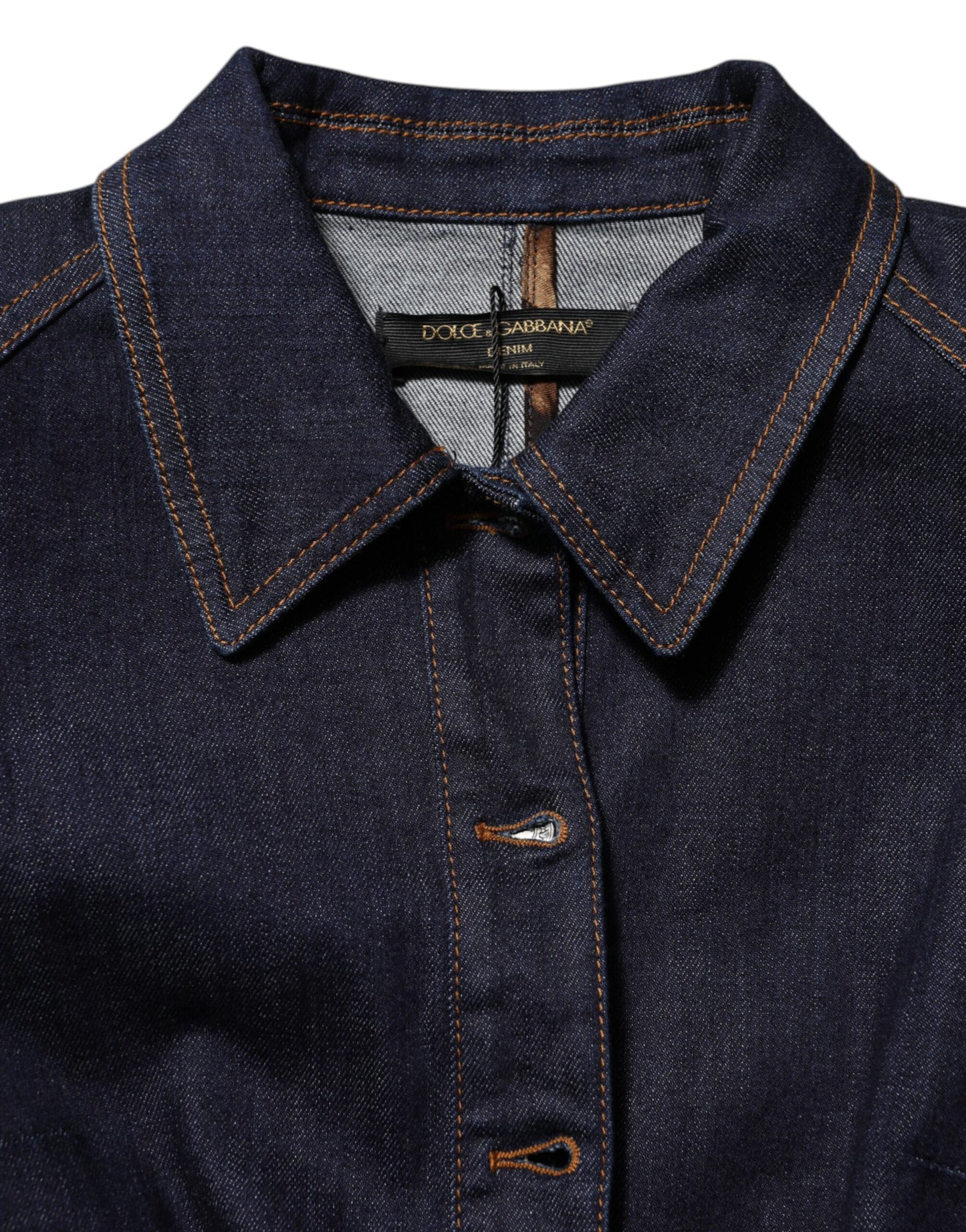 Giacca in denim con colletto in cotone blu scuro Dolce &amp; Gabbana