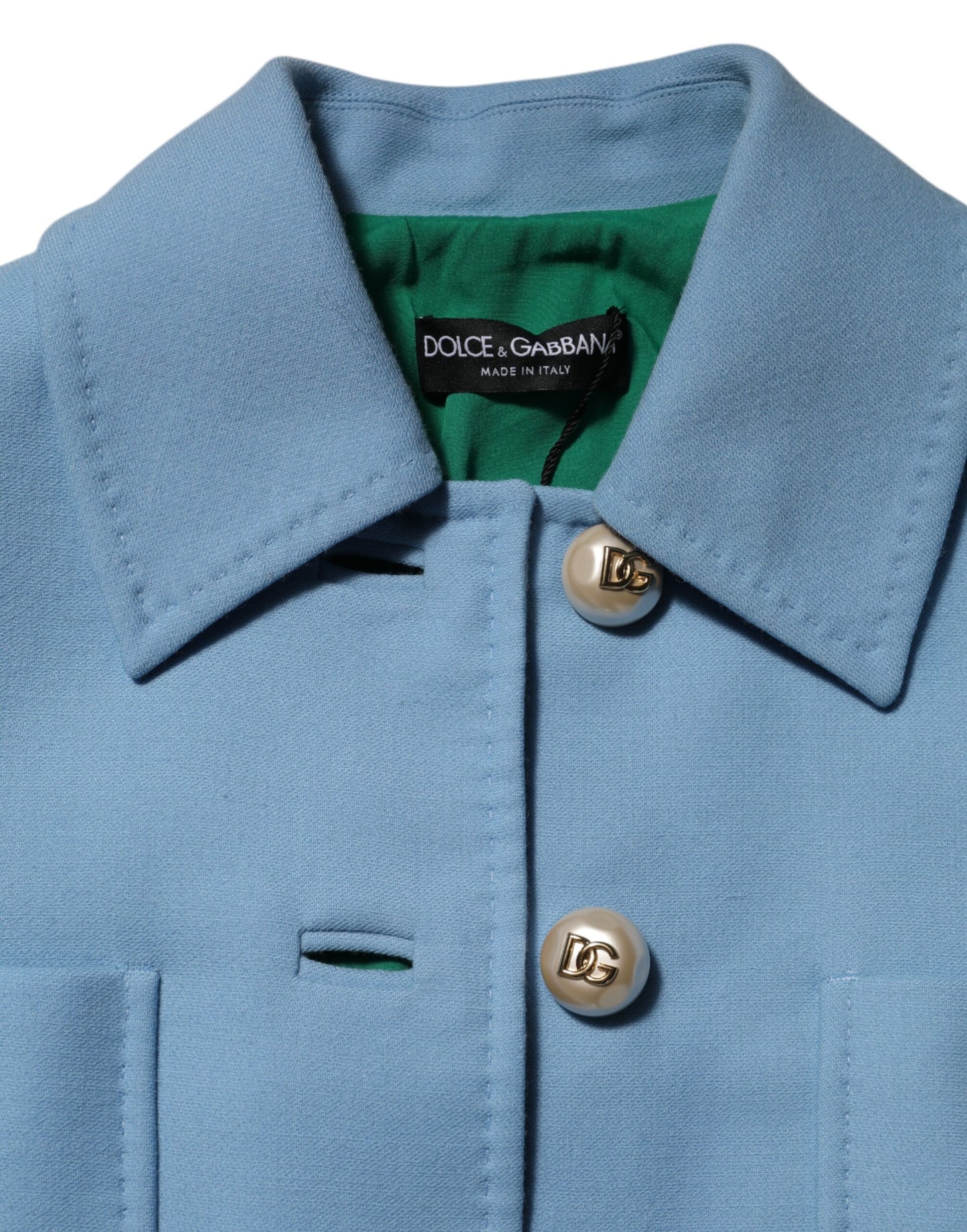 Giacca trench blu abbottonata Dolce & Gabbana